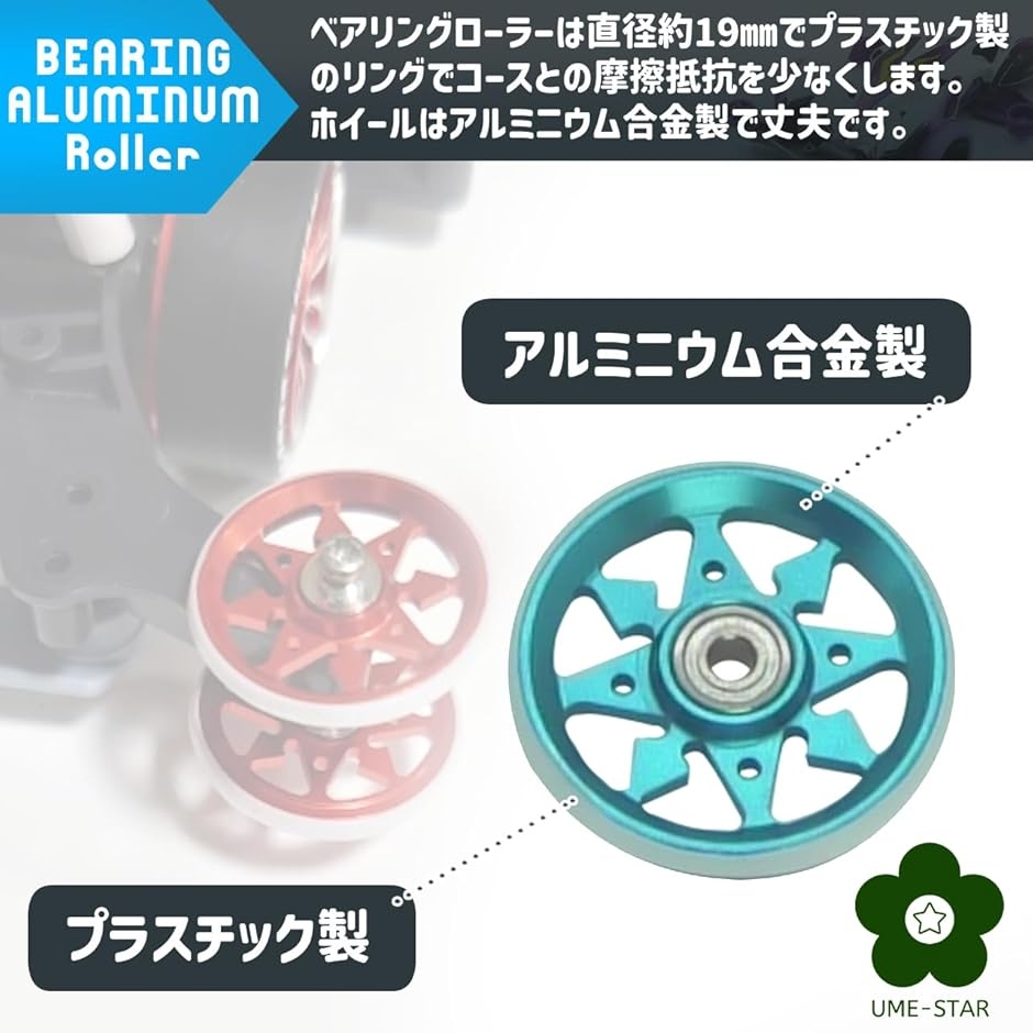 ミニ四駆 アルミローラー ベアリングローラー 19mm 二段アルミローラー