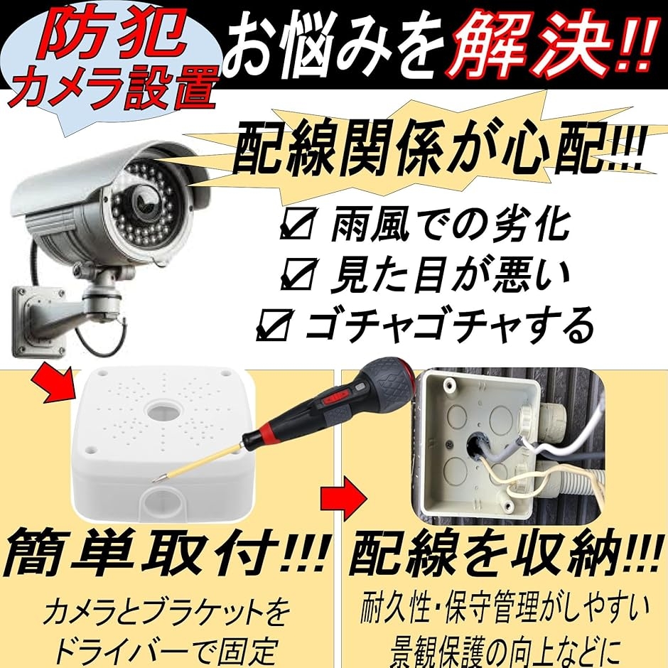 ジャンクションボックス 防犯カメラ 取付 ソーラーパネル ケーブル