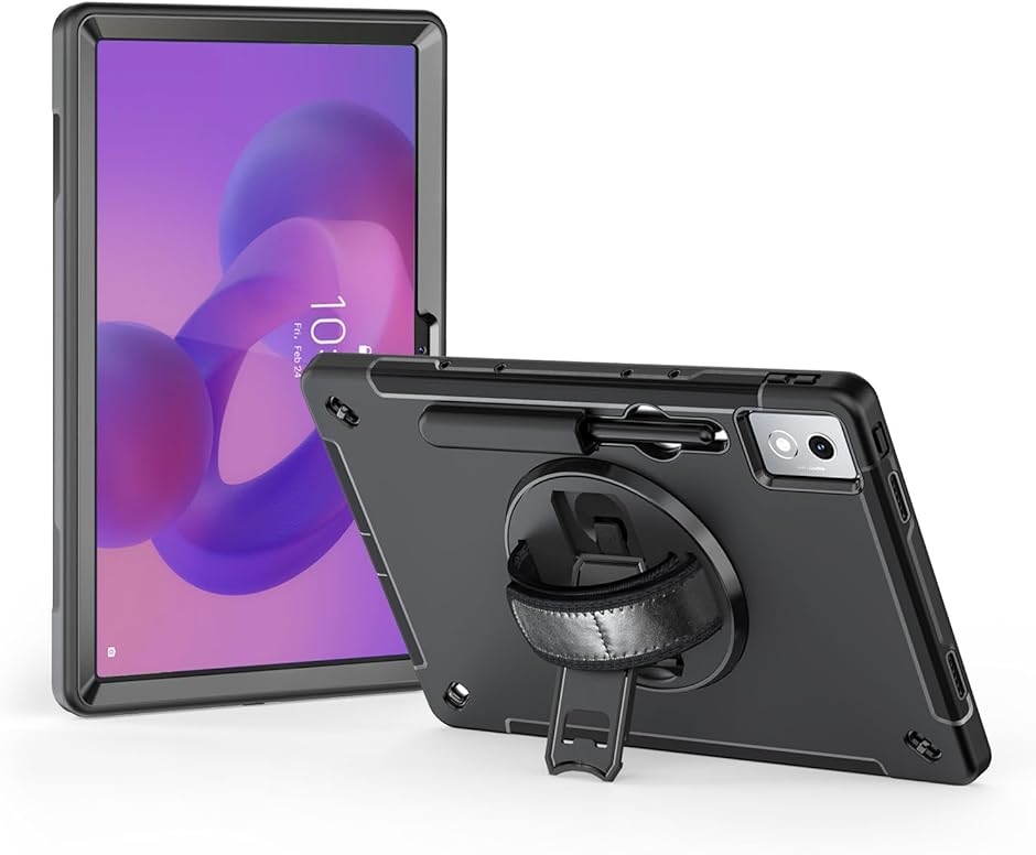 Lenovo Idea Tab Pro ケース 2025 耐衝撃 | ペン収納 360°回転スタンド ハンドストラップ 12.7インチ | ブランド登録なし