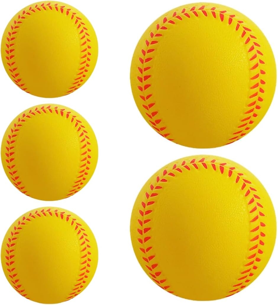 野球ボール ウレタン 練習用 柔らかい 軟式 ゴム 室内 トレーニング キャッチボール ソフト (イエロー5球)