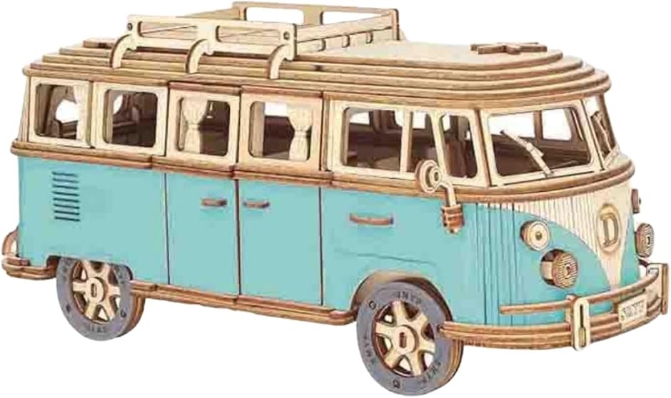 木製プラモデル 立体パズル 車 木の車 知育 3D ウッドパズル 大人 子供 大人向け 子供向け 玩具 オモチャ 知育玩具(ブルー)