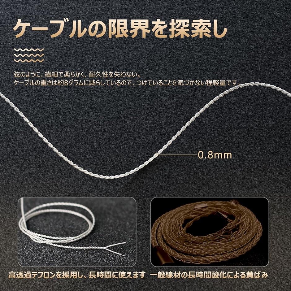 Aurora リケーブル イヤホンケーブル 2芯 高純度OFC銀メッキ(IE300