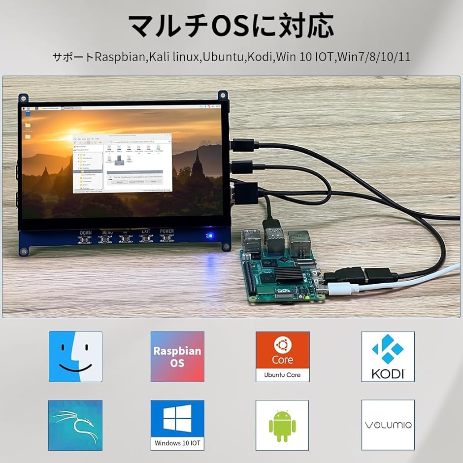 7インチ 小型モニター タッチ モバイルモニターIPS 1024x600 高輝度