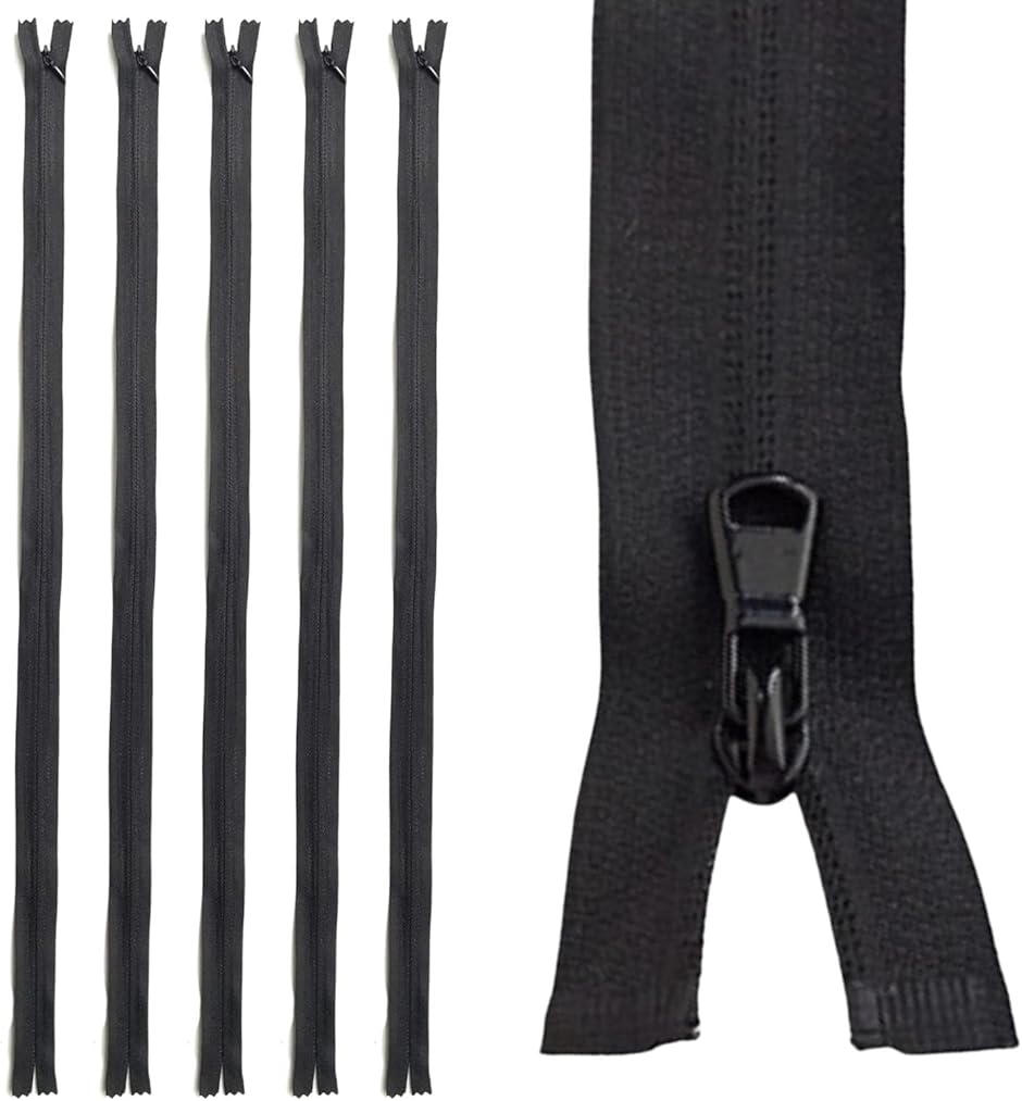 オープンファスナー 黒色 ナイロン製 チャック ジッパー DIY ハンドメイド 洋裁 修理 交換(全長73cm 5本セット) | ブランド登録なし