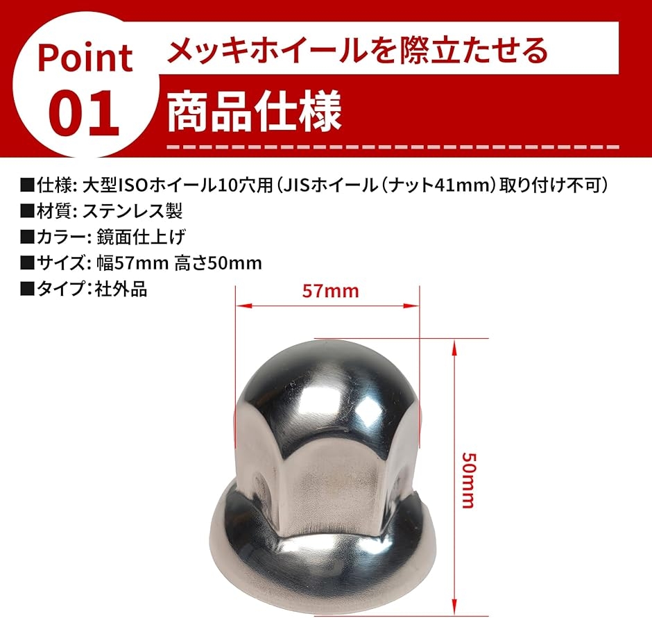 ナットキャップ33mm☆ステンレス製上品な鏡磨き☆ISO規格33mm各種☆40