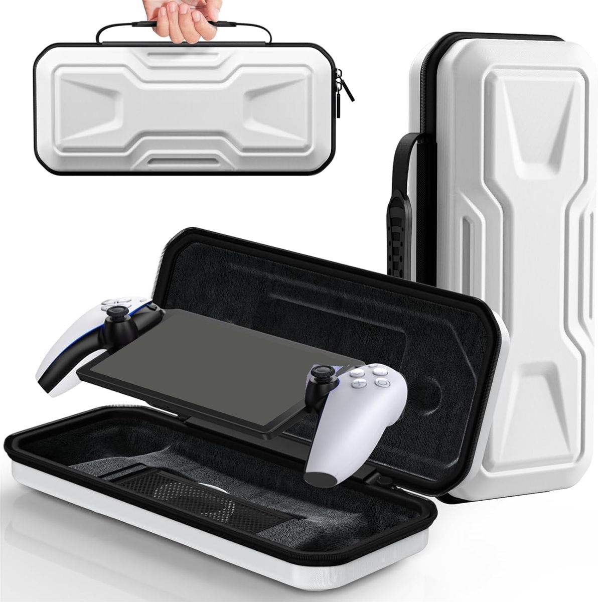 PlayStation Portal収納ケース PS5 収納バッグ 保護ケース PSポータル 専用 収納ボックス 大容量(White)