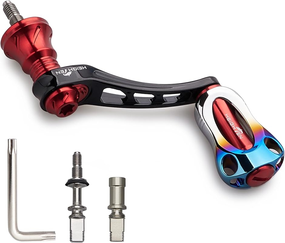 45-50mm可変 リール ハンドル 22mm アルミ ノブ カーボンノブ搭載