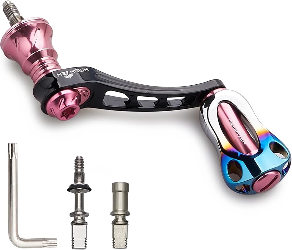 45-50mm可変 リール ハンドル 22mm アルミ ノブ カーボンノブ搭載