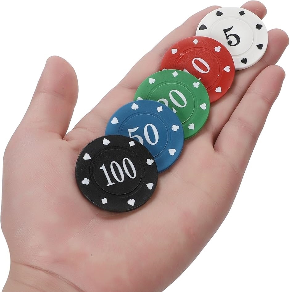 カジノチップ 100枚セット 5色アソート 収納ケース付き ポーカー 麻雀