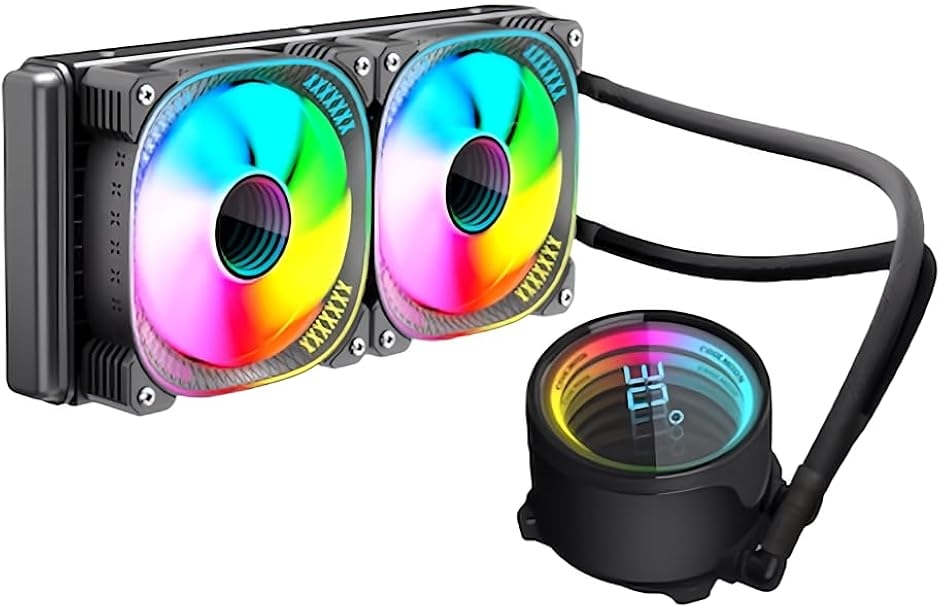 【新品】COOLMOON 簡易水冷クーラー 240mmCPUクーラーブラック／黒 COOLMOON 簡易水冷クーラー 温度表示機能付き インフィニティ―ミラー