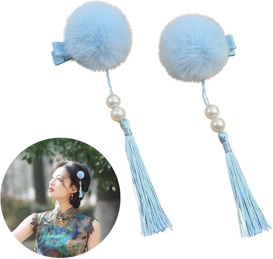 チャイナ 髪飾り お団子カバー ヘアアクセ チャイナお団子(水色)