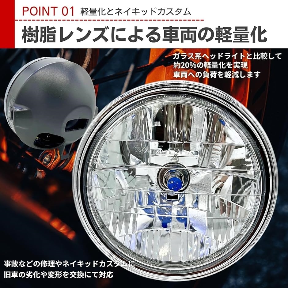 互換品】 汎用 バイク ヘッドライト h4 ハロゲン マルチリフレクター