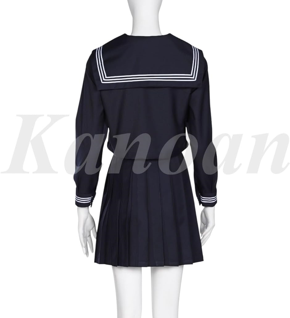 セーラー服 長袖 紺色 茶色 コーヒー 白 3本ライン 学生服 前開き