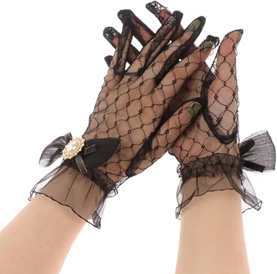 Yahoo! Yahoo!ショッピング(ヤフー ショッピング)morytrade レース 手袋 レディース ウェディング グローブ ロリータ コスプレ（ブラック）