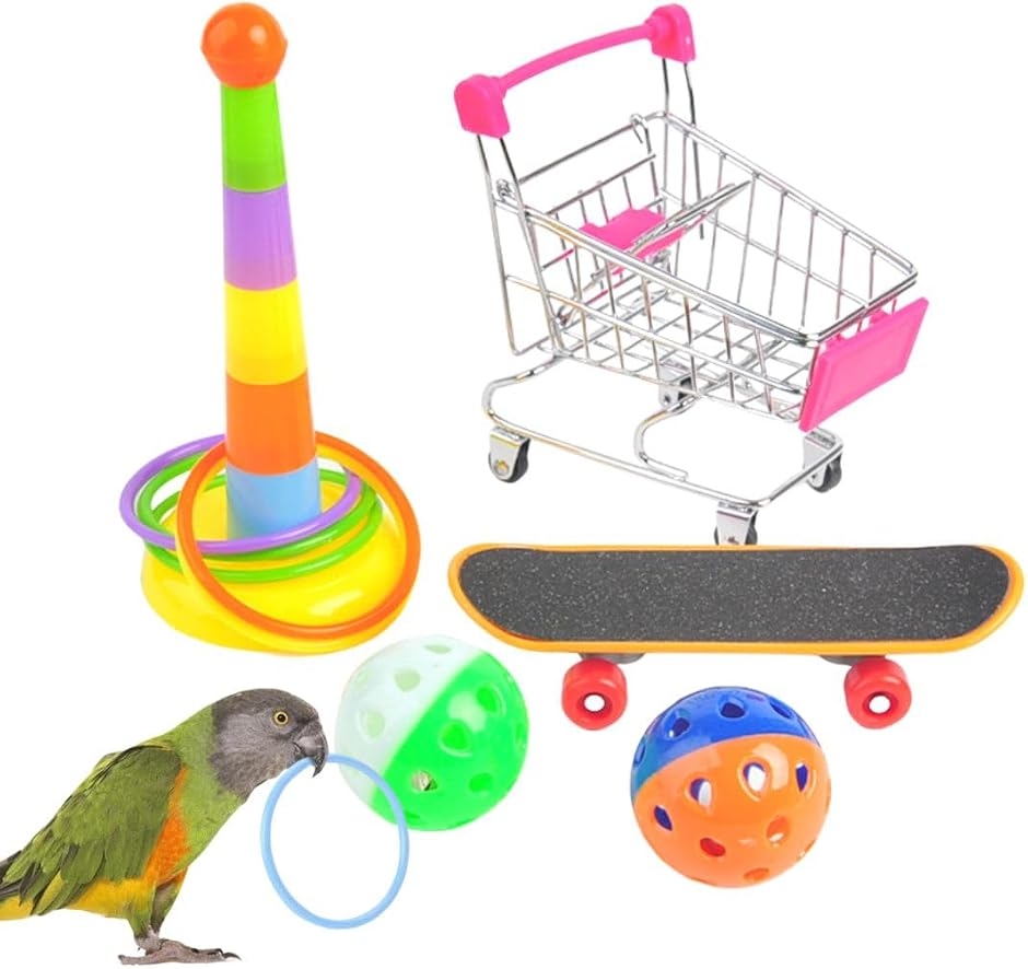 インコ おもちゃ 鳥 バードトイ 知育玩具 遊び道具 オウム スケボー