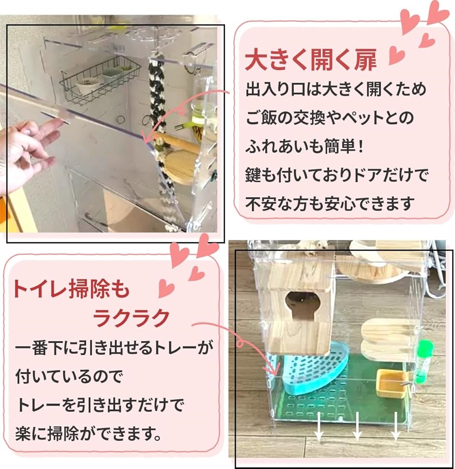 フクロモモンガ 360度見渡せるアクリルルーム 特大 ケージ