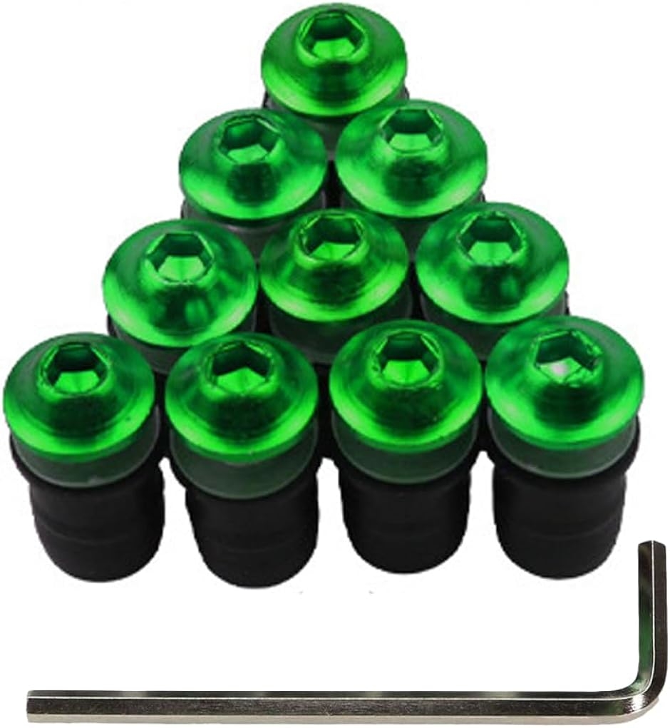 �J���t���X�N���[���{���g10�Z�b�g M5 �E�F���i�b�g�Z�b�g �Z�p�����`�t�� �I�[�g�o�C �o�C�N�p (�O���[��,  M5x0.8)