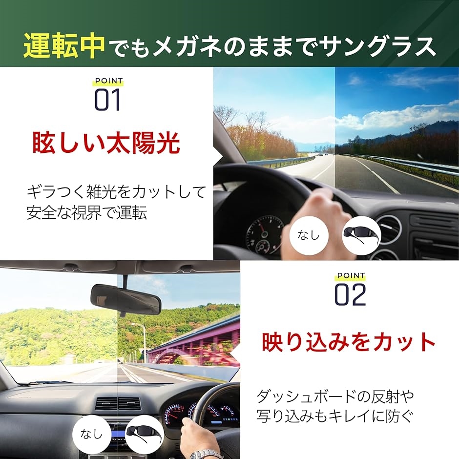 眼鏡の上から 掛けられる オーバーサングラス ...の詳細画像1