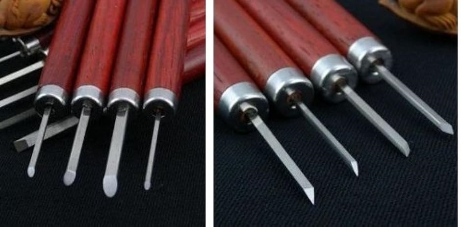 高級 極細プロ 精密 彫刻刀 収納箱セット 伝統工芸 木彫 オリーブ核 