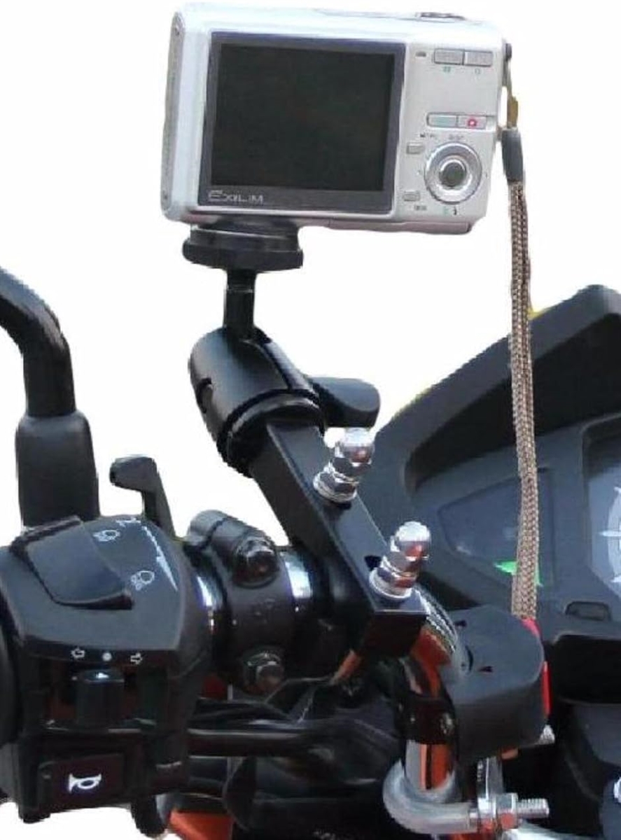 バイクカメラマウント カメラホルダー 自転車 ドライブレコーダーやナビの車載固定にも使えます ハンドルブラケット( がっちり固定)
