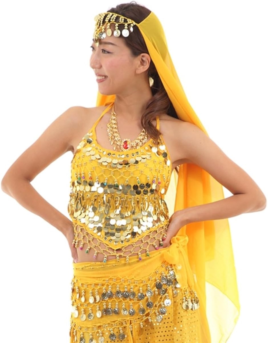 イエロー ベリーダンス セットアップ Amazon.co.jp: ダンス服 ベリーダンスコスチューム S/M/L 3