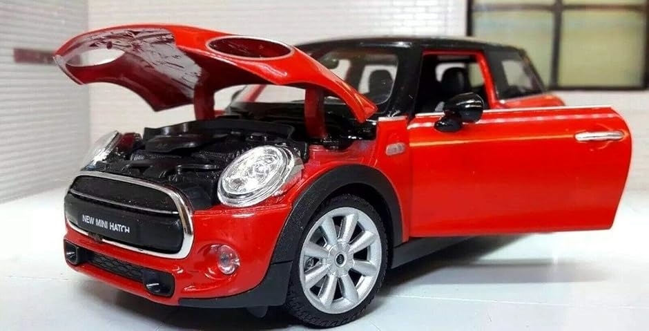  Minicooper レッド ミニカー 2ド 1:24 Diecast BMW Mini Cooper Red - 1:24 Scale Car : ゼブランドショップ