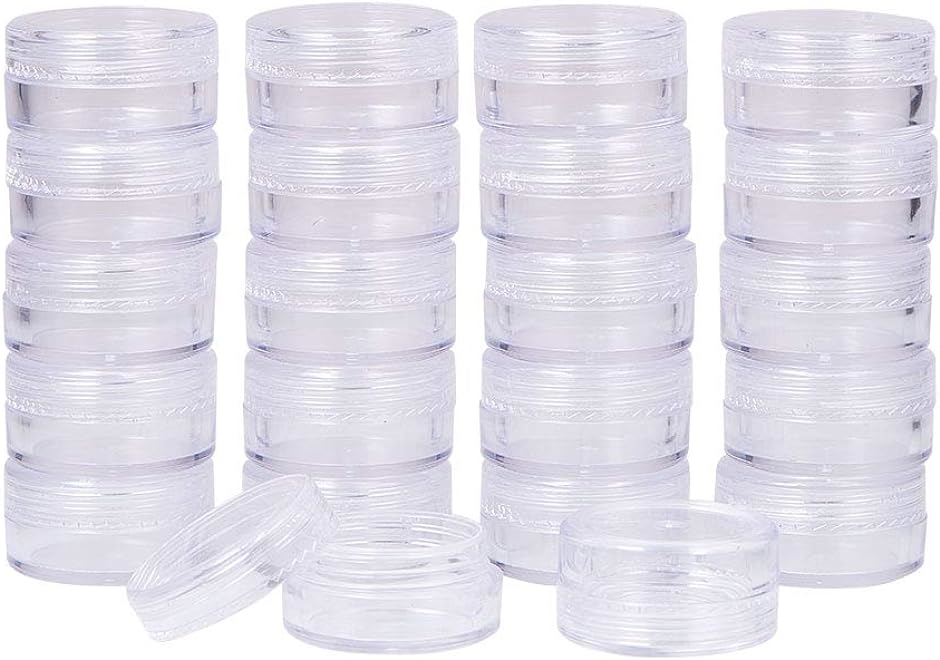 40個セット プラスチック ラウンド 透明 ビーズ収納ケース 小分け丸ケース キャップ付き ビーズ保存用 容器 MDM( 30x16mm)｜zebrand-shop