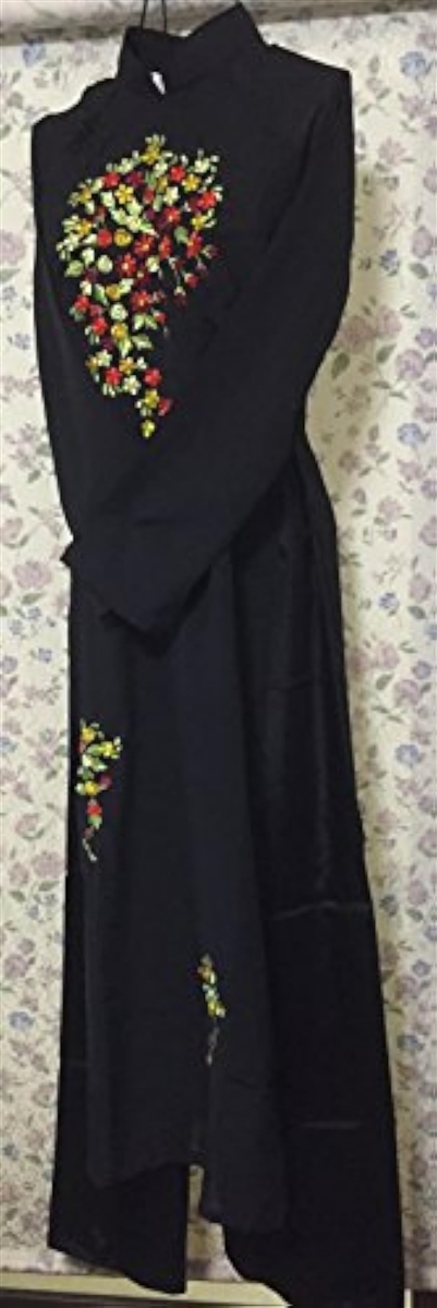 アオザイ ベトナム 民族 衣装 襟付き 長袖 レディース パンツ XXL( ブラック,  XXL)｜zebrand-shop｜04