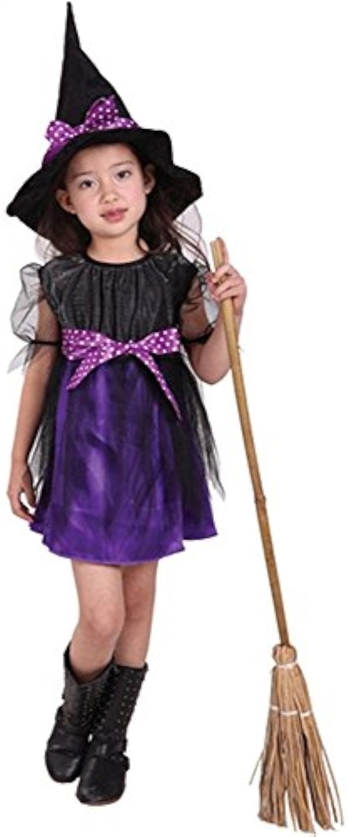 魔女っ子衣装3点セット ドレス、帽子、ハートのステッキ ハロウィン 魔法使い( 黒、紫,  Lサイズ （身長120〜130cm）)｜zebrand-shop｜05