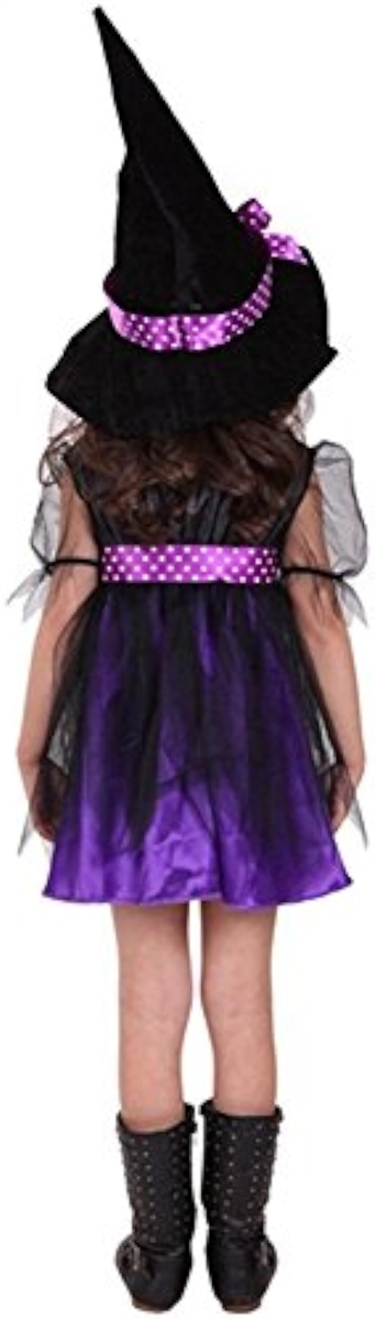 魔女っ子衣装3点セット ドレス、帽子、ハートのステッキ ハロウィン 魔法使い( 黒、紫,  Lサイズ （身長120〜130cm）)｜zebrand-shop｜06