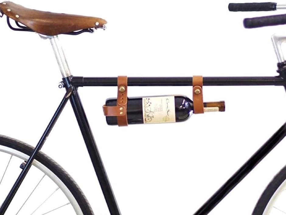 カナダ製 レザー自転車ボトルラック ドリンクホルダー ワインボトルラック ペットボトル MDM( タン,  タン)｜zebrand-shop