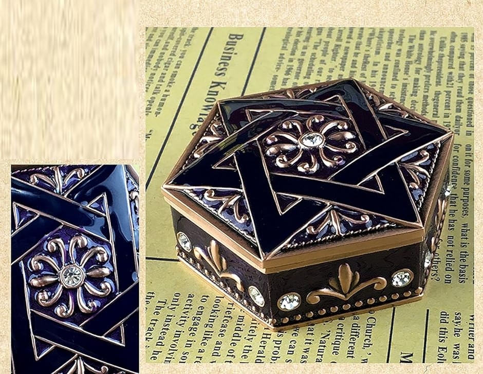 六角形 アンティーク ジュエリーボックス 宝石箱 アクセサリー ケース 小物入れ インテリア J23( パープル)｜zebrand-shop｜02