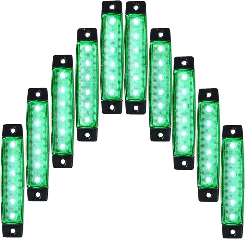 ライケイ 防水 led 24ｖ 6連 サイドマーカー 10個セット グリーン カスタム ランプ 緑 デコトラ トラック( 24V 緑)｜zebrand-shop