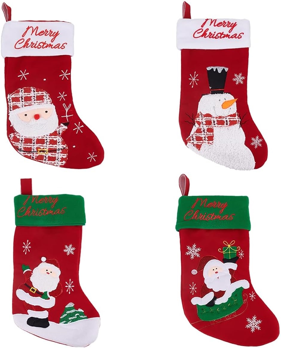 クリスマスストッキング サンタ 雪だるまパターン ファミリー 4スタイル MDM｜zebrand-shop