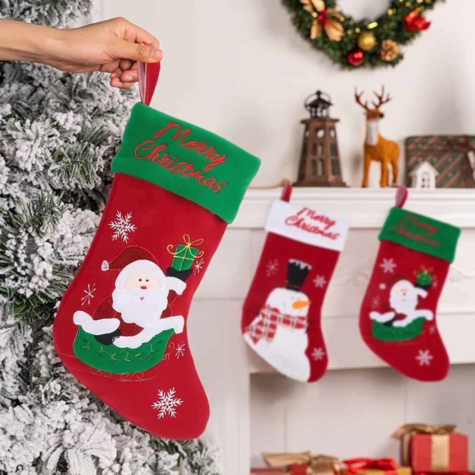 クリスマスストッキング サンタ 雪だるまパターン ファミリー 4スタイル MDM｜zebrand-shop｜03