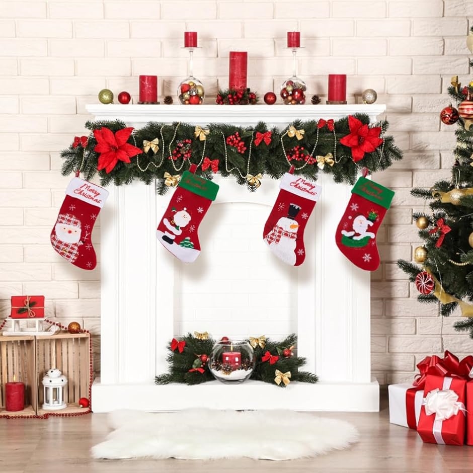クリスマスストッキング サンタ 雪だるまパターン ファミリー 4スタイル MDM｜zebrand-shop｜05