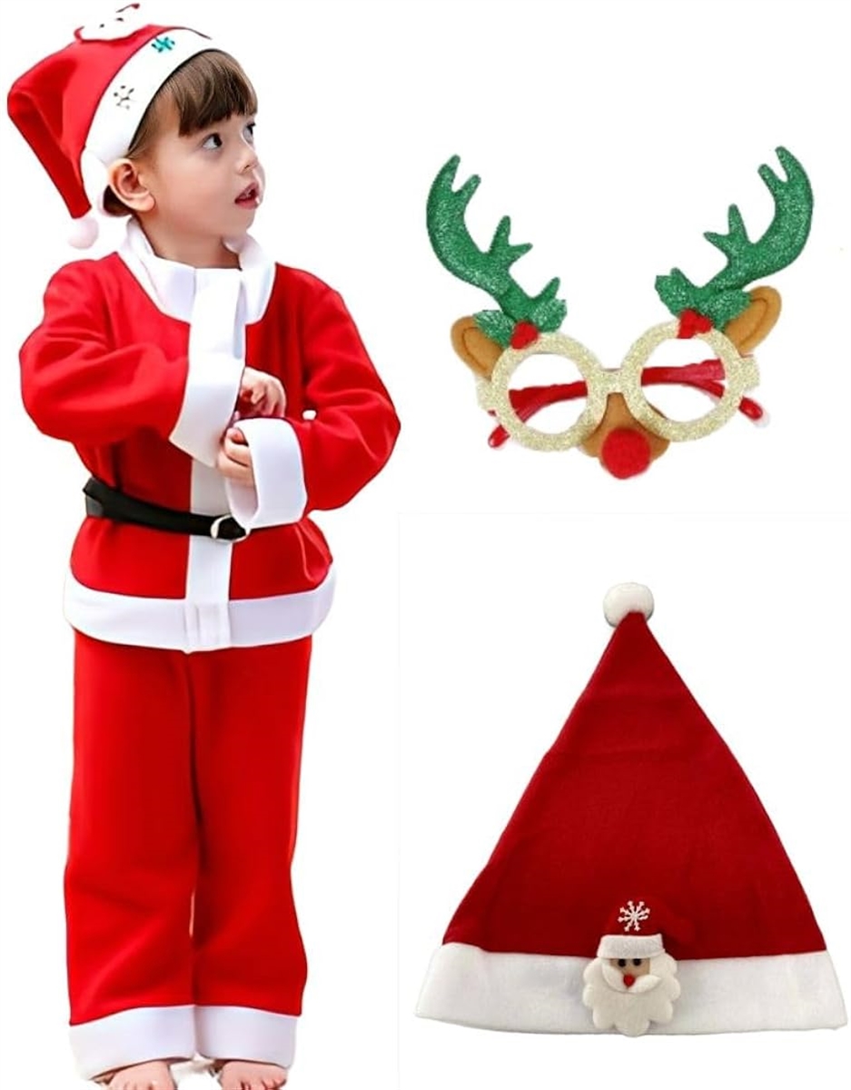 Yahoo! Yahoo!ショッピング(ヤフー ショッピング)サンタ コスプレ 子供 トナカイ 眼鏡 付き 男の子 女の子 クリスマス 衣装 仮装（110）