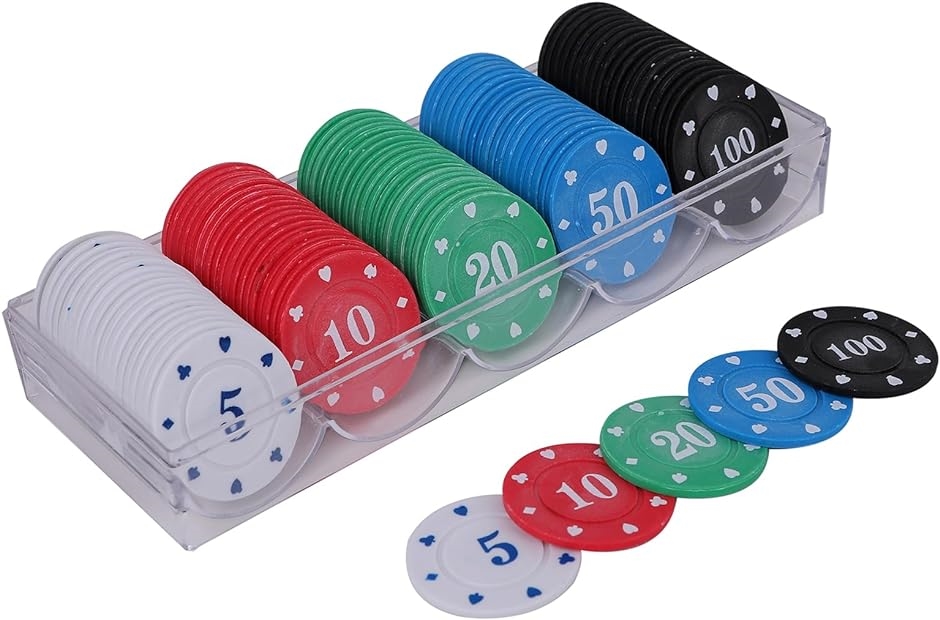 カジノチップ 100枚 セット ケース 付 安い カジノコイン 玩具 ポーカー ブラックジャック モンテカルロ 白
