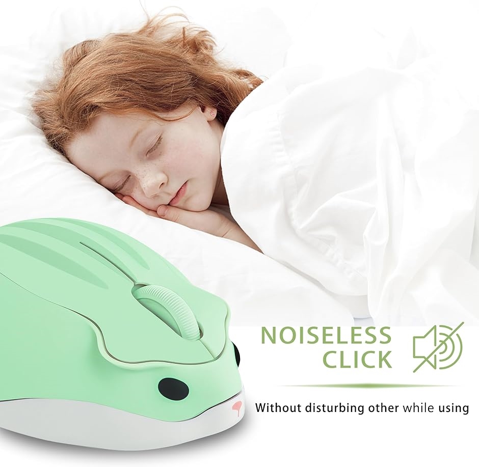 無線 小型 2.4Ghz ワイヤレスマウス ハムスターの形 静音マウス 軽量 電池式 緑( グリーン)｜zebrand-shop｜03