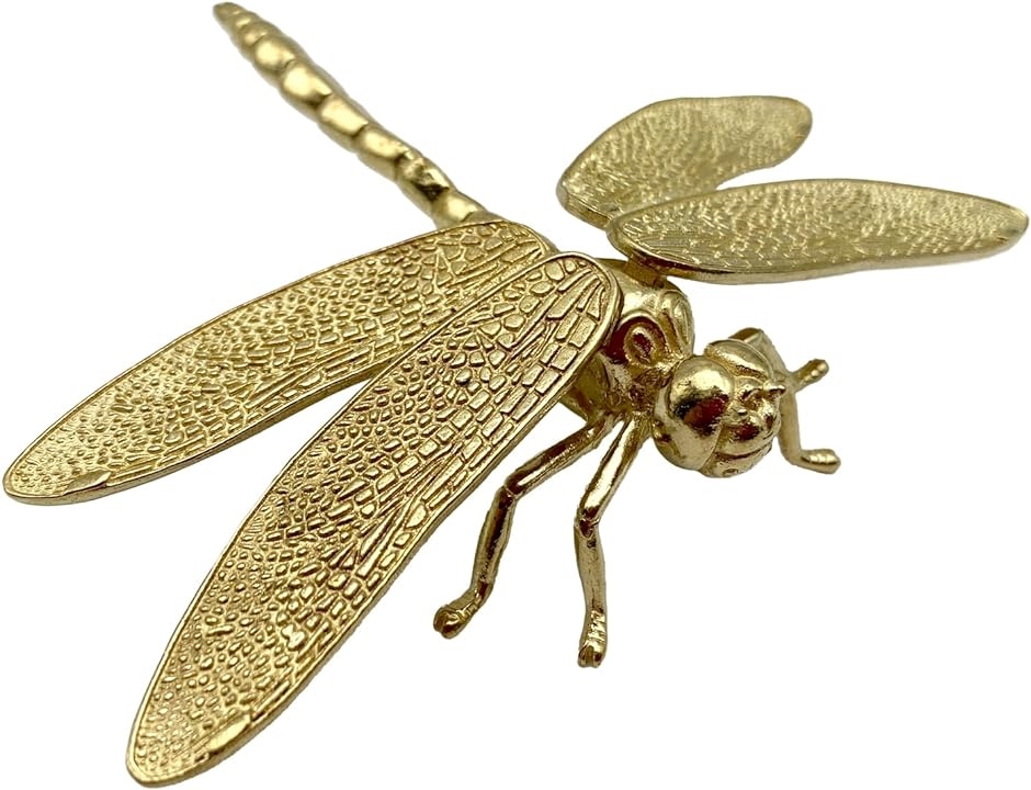 蜻蛉 とんぼ 置き物 オブジェ 風水 勝ち虫 真鍮 黄銅 細工( ゴールド