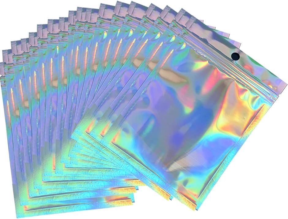 オーロラ チャック袋 アルミ袋 100枚セット チャック付き袋 ミニ 厚手 ラッピング ホログラム( 6cmx10cm)