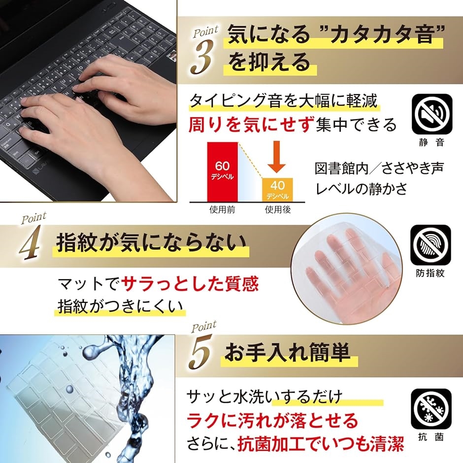 極薄0.12mm NEC LAVIE Direct N15 専用設計 キーボードカバー 防水 TPU