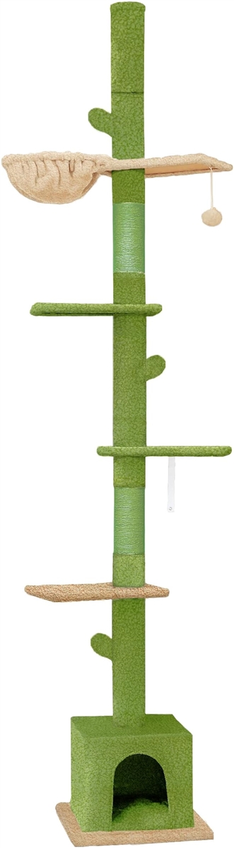 キャットタワー 突っ張り スリム ハンモック付き 10cm極太支柱 猫( グリーン,  45長さ x 45幅 x 270高さ cm)｜zebrand-shop