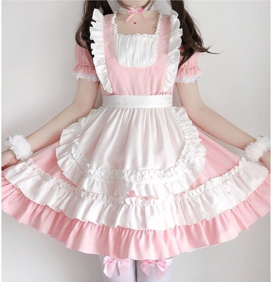 メイド服 カチューシャ チョーカー ソックス ハロウィン コスプレ 猫耳フワフワカチューシャ、鈴付チョーカー、ソックス M｜zebrand-shop｜02