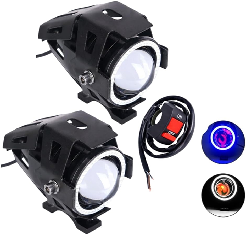 フォグランプ バイク 汎用 LED プロジェクター ヘッドライト 丸型 防水 切替( ホワイト)｜zebrand-shop