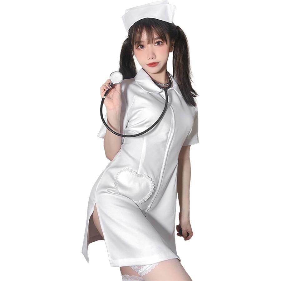 ナース コスプレ ナース服 ナースコスプレ コスチューム ミニスカート ワンピース 仮装 Lサイズ 白( ホワイト,  L)｜zebrand-shop