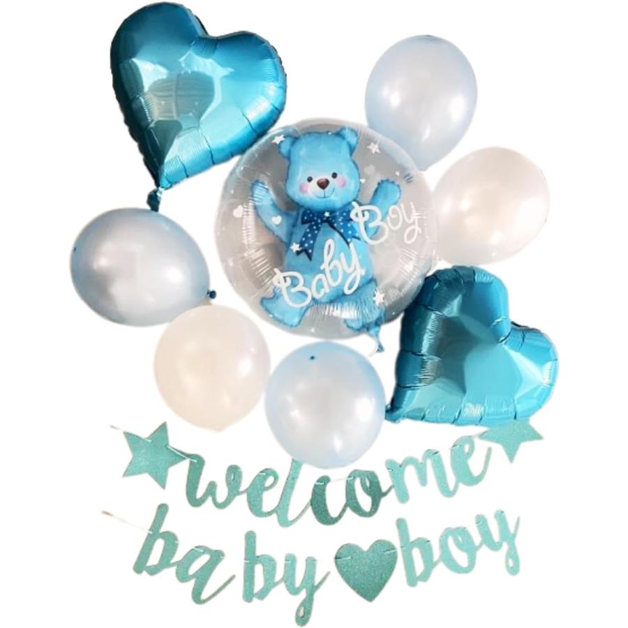 ベビーシャワー バルーン 男の子 妊娠 お祝い プレゼント 飾り シンプル 青｜zebrand-shop