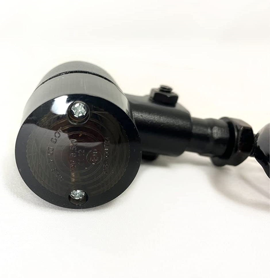 バイク ウインカー ヨーロピアン 円筒型 黒レンズ ライト ランプ 4個セット 丸型 方向指示器 レトロスタイル アルミ合金( 黒)｜zebrand-shop｜06