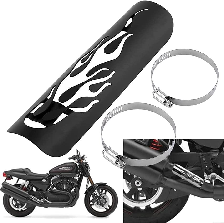 バイク オートバイ マフラー ガード ヒール プロテクター エキゾーストパイプ シールド 断熱 汎用( ブラック)｜zebrand-shop