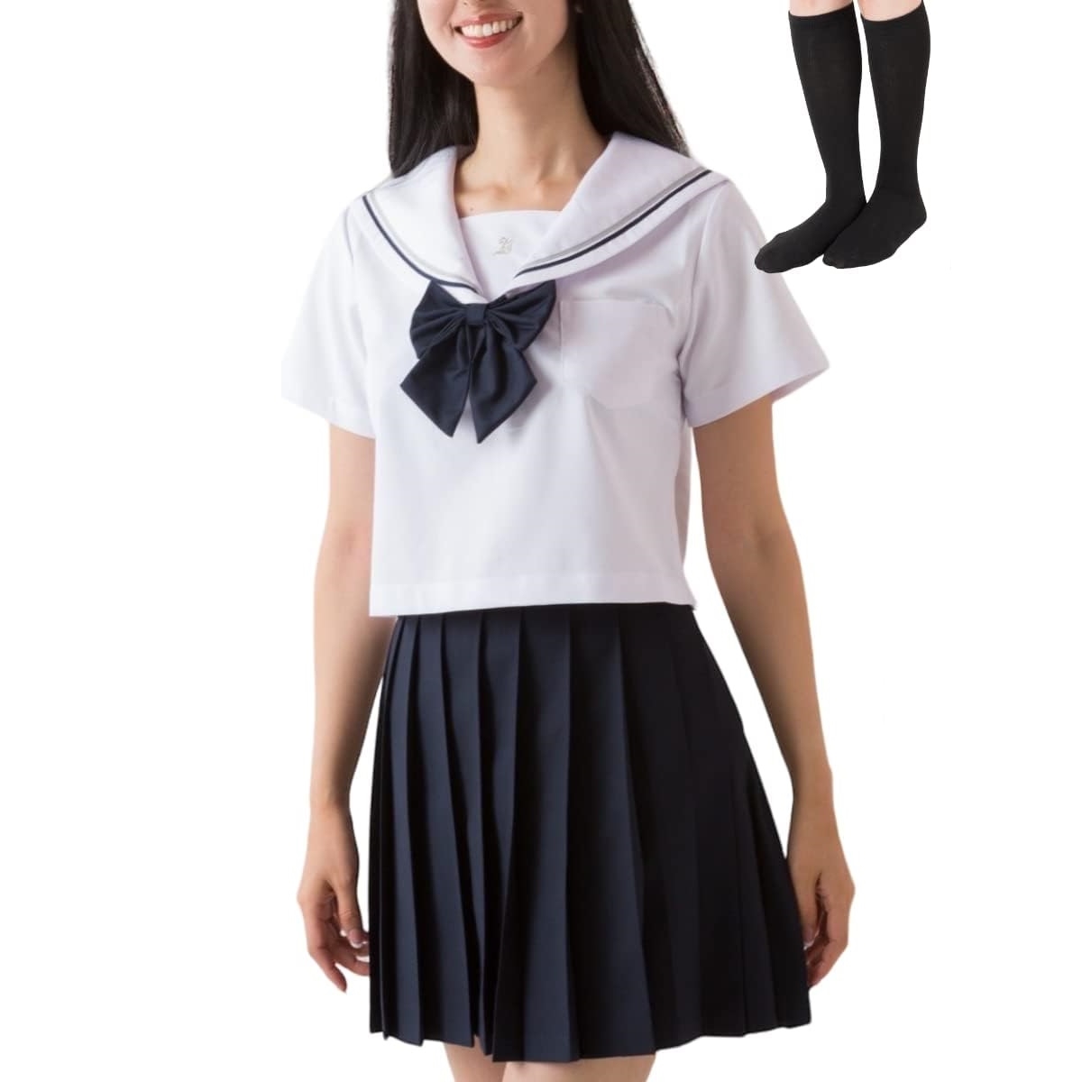 セーラー服 コスプレ ハイソックス付き コスチューム( 半袖,  XL)